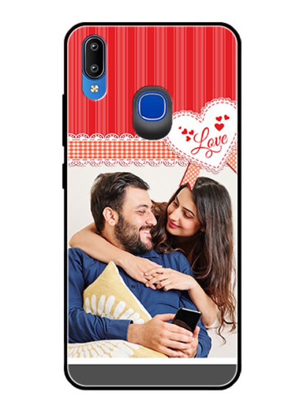 Custom Vivo Y91 Custom Glass Mobile Case  - Red Love Pattern Design