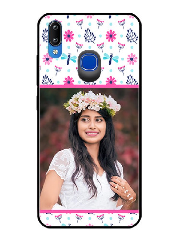 Custom Vivo Y91 Photo Printing on Glass Case  - Colorful Flower Design