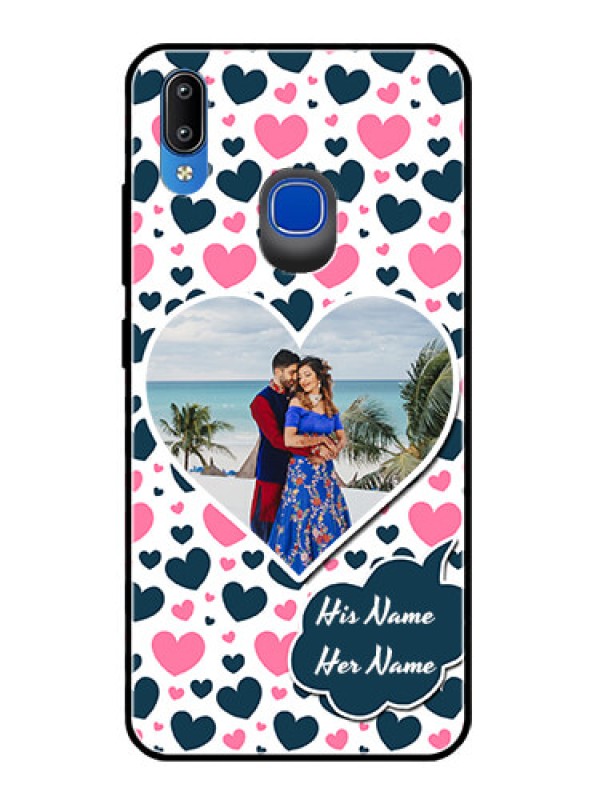 Custom Vivo Y91 Custom Glass Phone Case  - Pink & Blue Heart Design