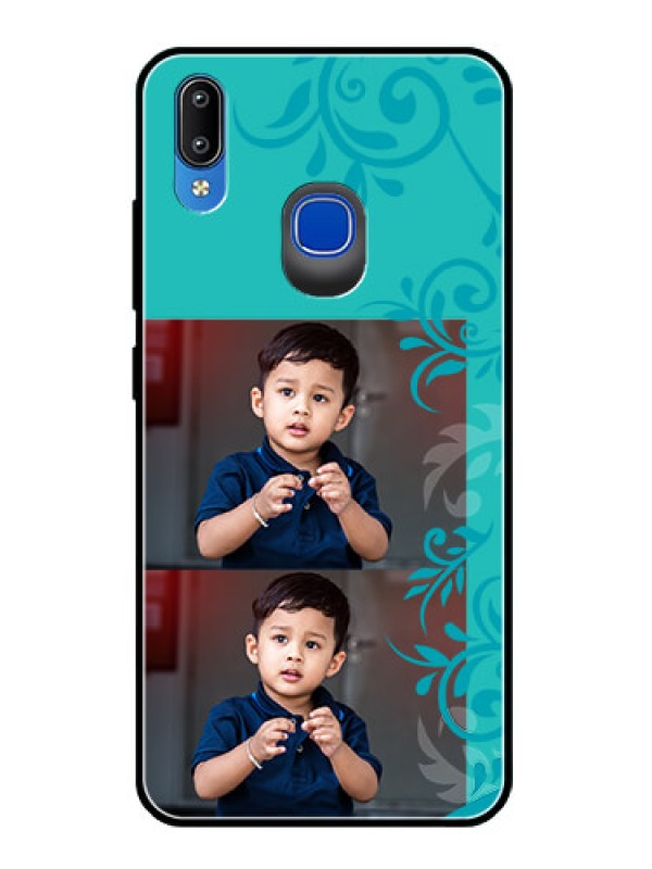 Custom Vivo Y91 Personalized Glass Phone Case  - with Photo and Green Floral Design 