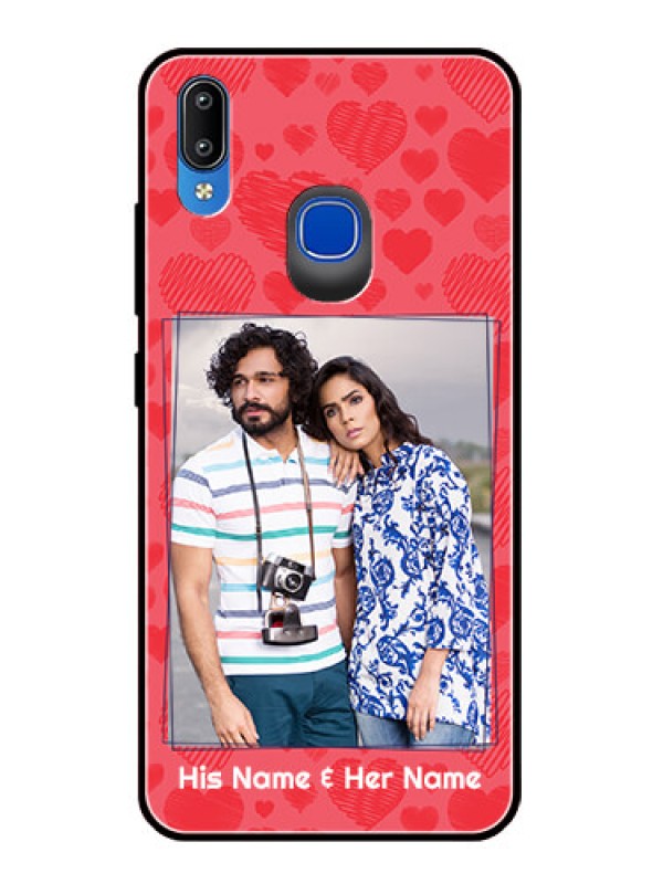 Custom Vivo Y91 Photo Printing on Glass Case  - with Red Heart Symbols Design