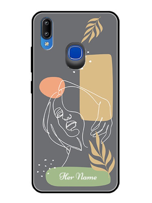 Custom Vivo Y91 Custom Glass Phone Case - Gazing Woman line art Design