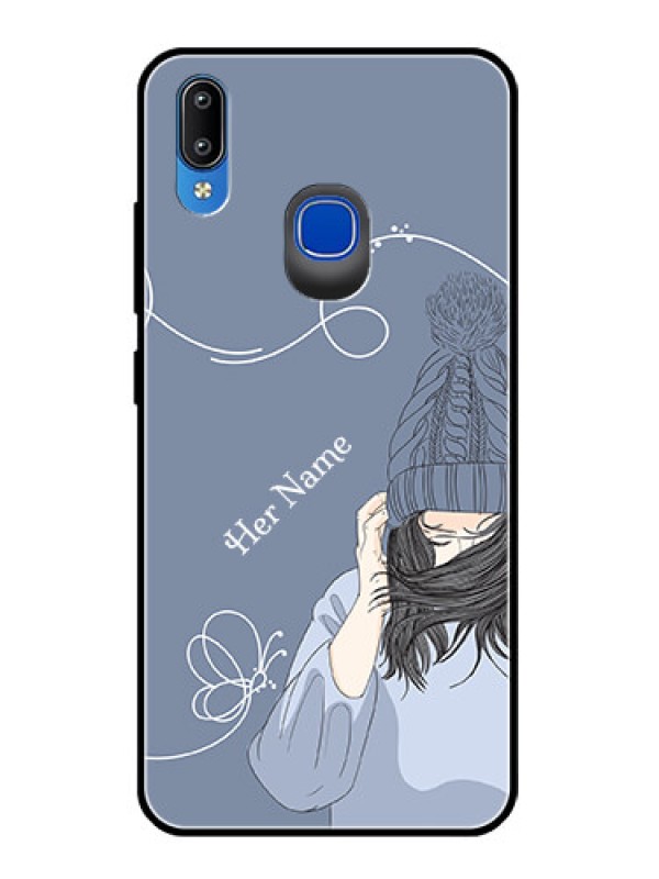 Custom Vivo Y91 Custom Glass Mobile Case - Girl in winter outfit Design