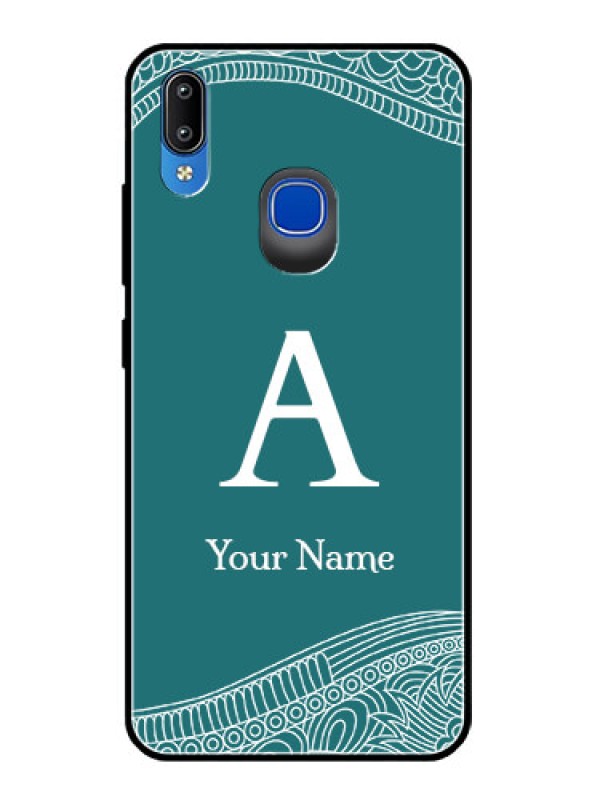Custom Vivo Y91 Personalized Glass Phone Case - line art pattern with custom name Design