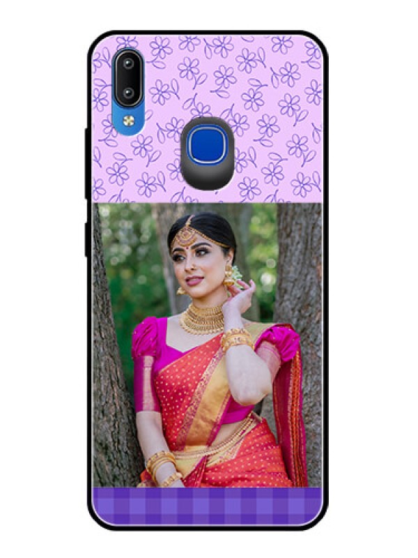 Custom Vivo Y93 Custom Glass Phone Case  - Purple Floral Design