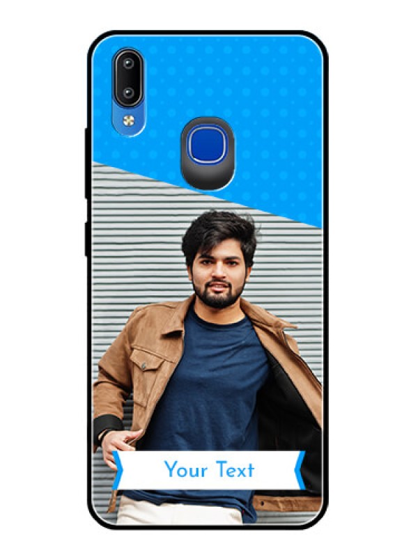 Custom Vivo Y93 Photo Printing on Glass Case  - Simple Blue Color Design