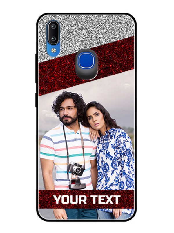 Custom Vivo Y93 Personalized Glass Phone Case  - Image Holder with Glitter Strip Design