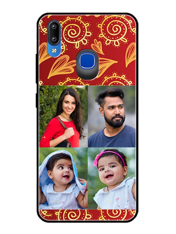 Custom Vivo Y93 Photo Printing on Glass Case  - 4 Image Traditional Design