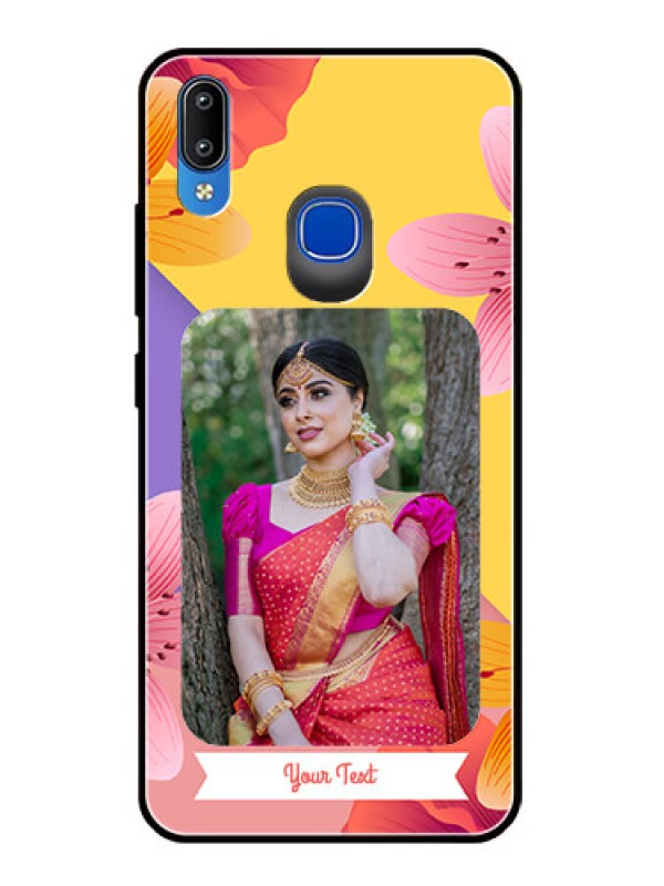 Custom Vivo Y93 Custom Glass Mobile Case  - 3 Image With Vintage Floral Design