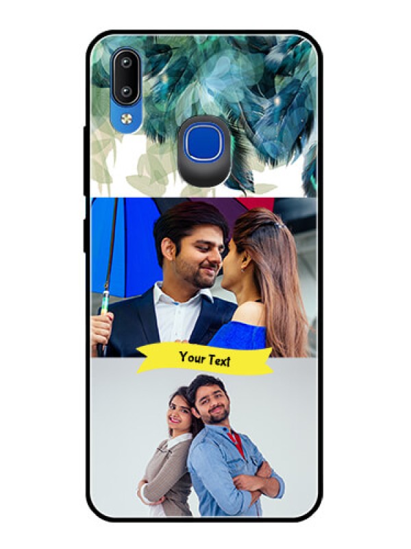 Custom Vivo Y93 Personalized Glass Phone Case  - Image with Boho Peacock Feather Design