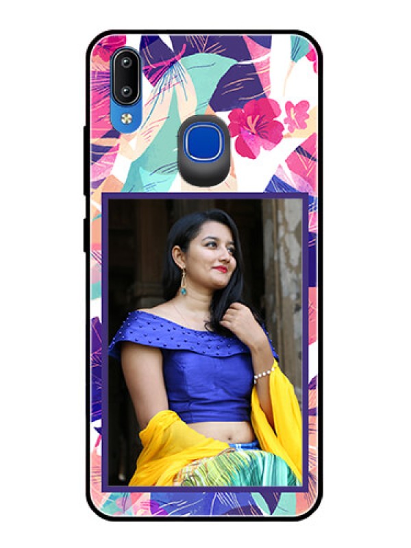 Custom Vivo Y93 Custom Glass Mobile Case  - Abstract Floral Design