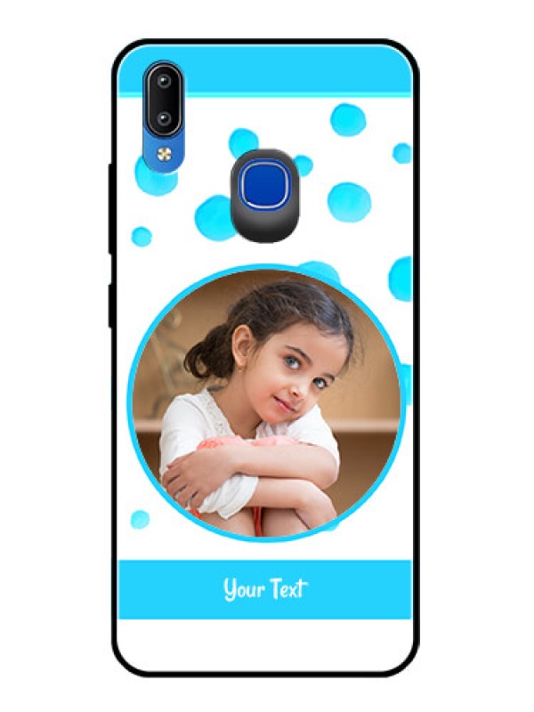 Custom Vivo Y95 Photo Printing on Glass Case  - Blue Bubbles Pattern Design