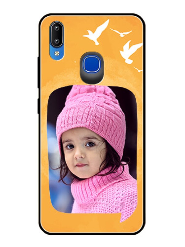 Custom Vivo Y95 Personalized Glass Phone Case  - Water Color Design with Bird Icons
