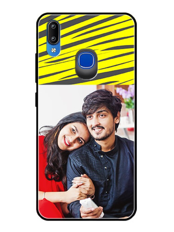 Custom Vivo Y95 Photo Printing on Glass Case  - Yellow Abstract Design