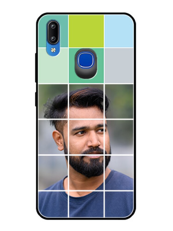 Custom Vivo Y95 Photo Printing on Glass Case  - with white box pattern 