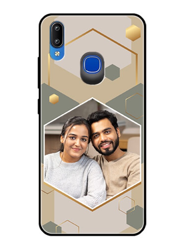 Custom Vivo Y95 Photo Printing on Glass Case - Stylish Hexagon Pattern Design
