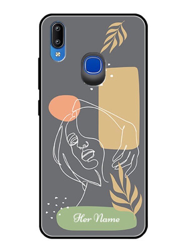 Custom Vivo Y95 Custom Glass Phone Case - Gazing Woman line art Design