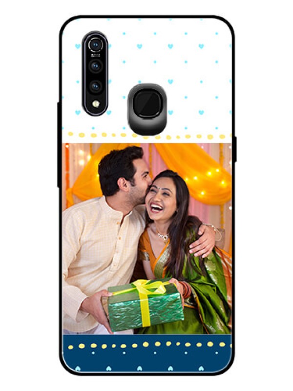 Custom Vivo Z1 Pro Personalized Glass Phone Case  - White and Blue Abstract Design