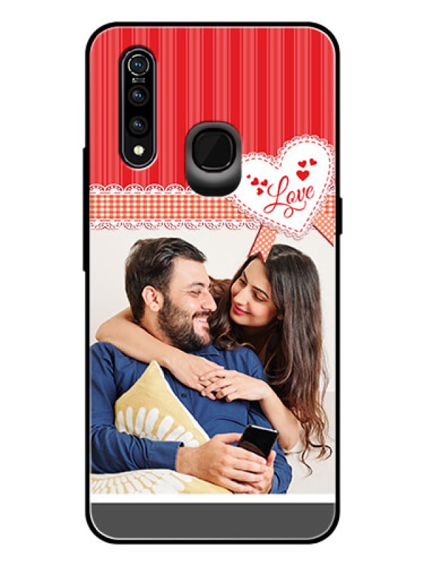 Custom Vivo Z1 Pro Custom Glass Mobile Case  - Red Love Pattern Design