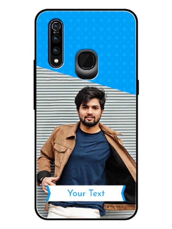 Custom Vivo Z1 Pro Photo Printing on Glass Case  - Simple Blue Color Design