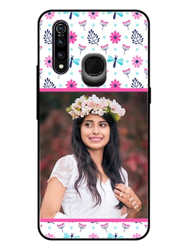 Custom Vivo Z1 Pro Photo Printing on Glass Case  - Colorful Flower Design