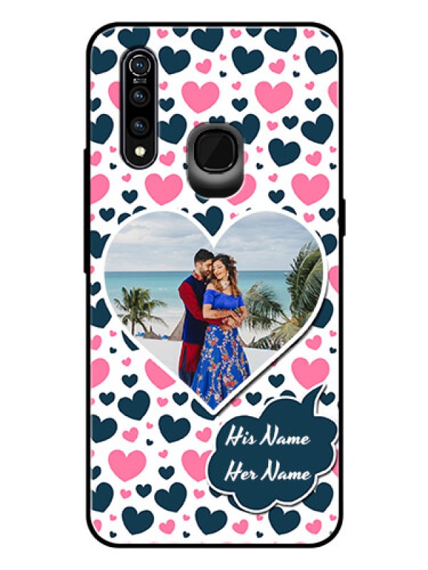 Custom Vivo Z1 Pro Custom Glass Phone Case  - Pink & Blue Heart Design
