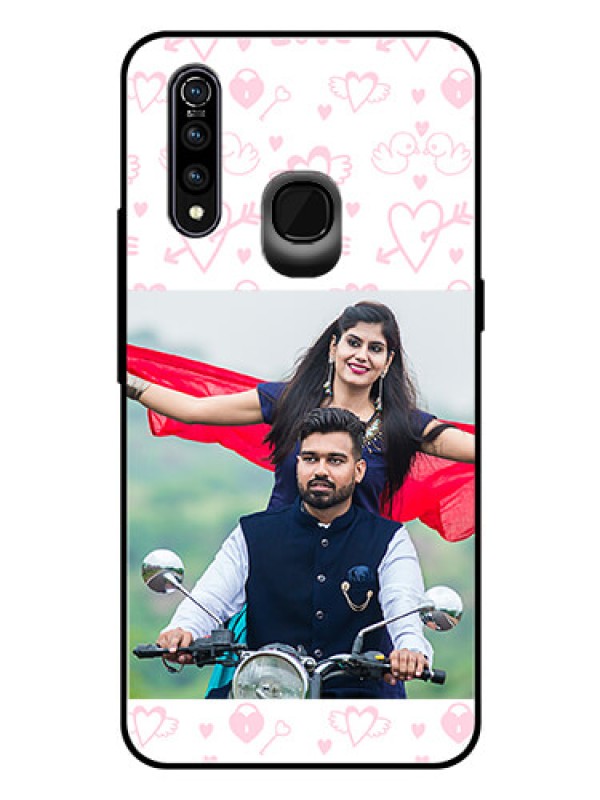 Custom Vivo Z1 Pro Custom Glass Mobile Case  - Pink Flying Heart Design