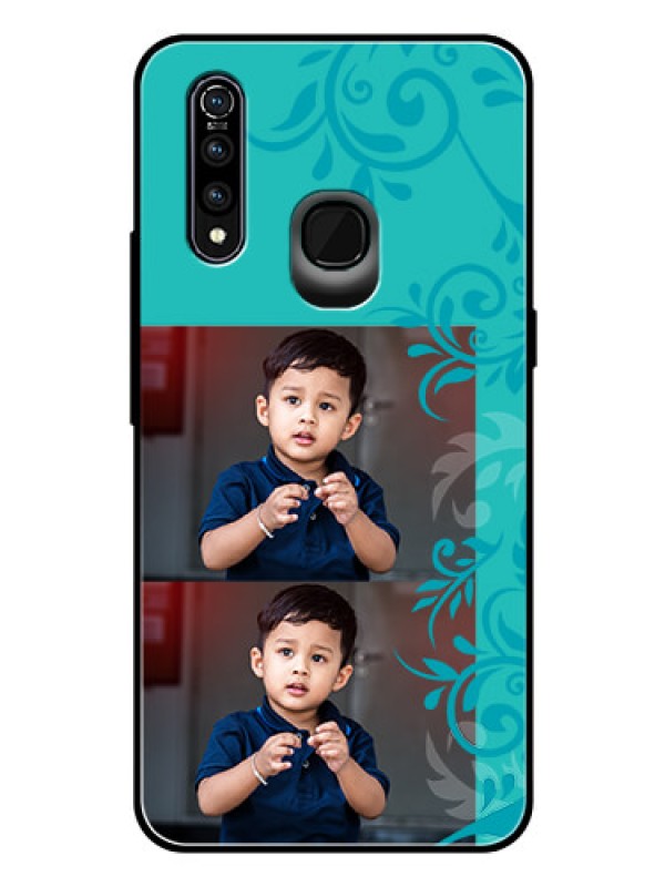 Custom Vivo Z1 Pro Personalized Glass Phone Case  - with Photo and Green Floral Design 