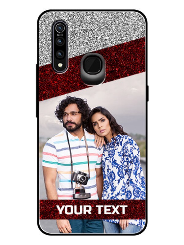 Custom Vivo Z1 Pro Personalized Glass Phone Case  - Image Holder with Glitter Strip Design