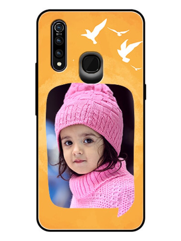 Custom Vivo Z1 Pro Personalized Glass Phone Case  - Water Color Design with Bird Icons