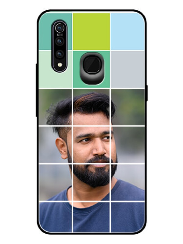 Custom Vivo Z1 Pro Photo Printing on Glass Case  - with white box pattern 