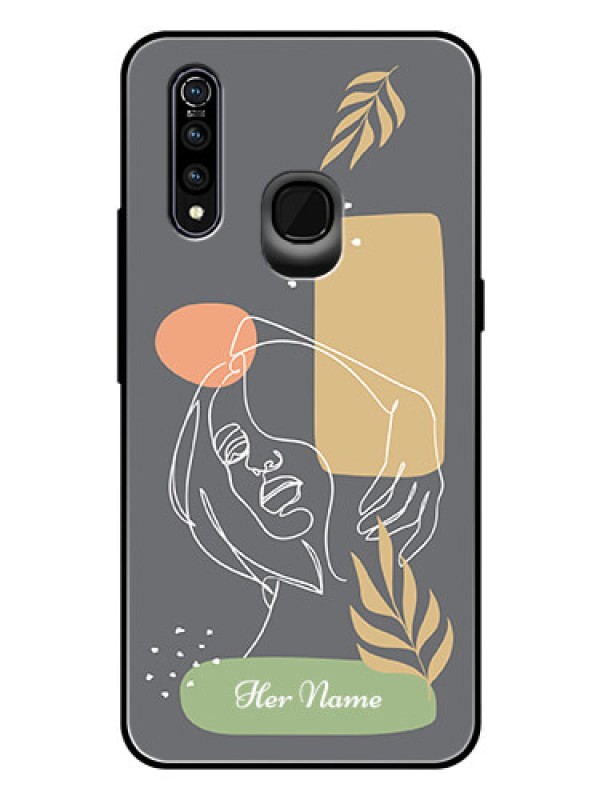 Custom Vivo Z1 Pro Custom Glass Phone Case - Gazing Woman line art Design