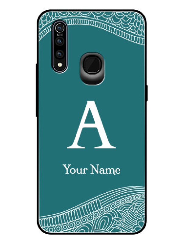 Custom Vivo Z1 Pro Personalized Glass Phone Case - line art pattern with custom name Design