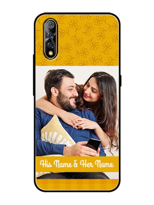 Custom Vivo Z1x Custom Glass Mobile Case  - Yellow Floral Design