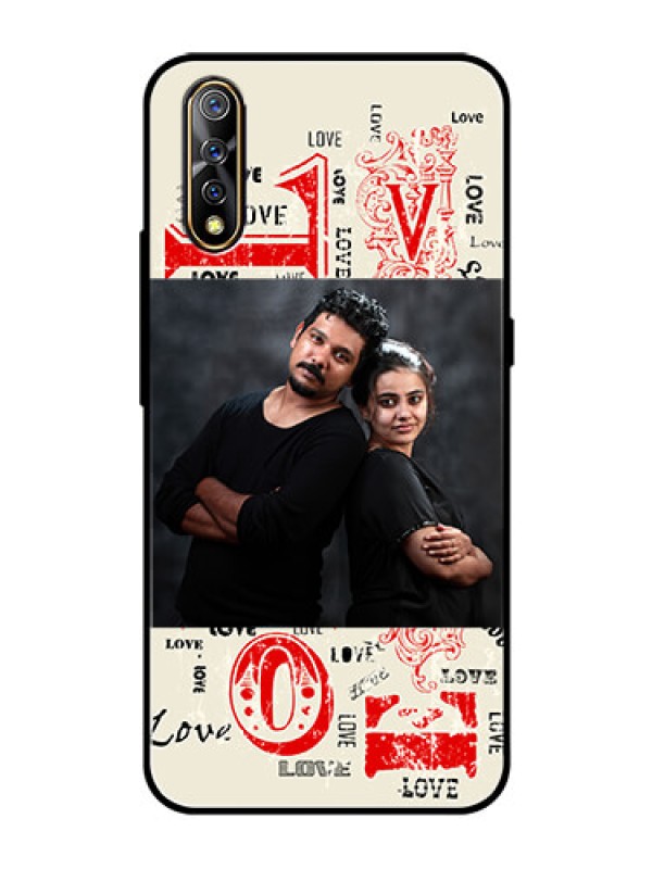 Custom Vivo Z1x Photo Printing on Glass Case  - Trendy Love Design Case