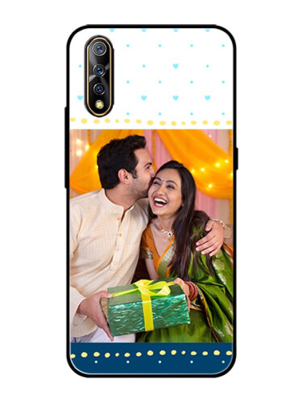 Custom Vivo Z1x Personalized Glass Phone Case  - White and Blue Abstract Design