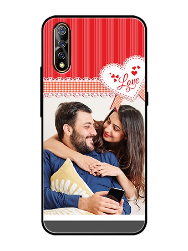 Custom Vivo Z1x Custom Glass Mobile Case  - Red Love Pattern Design