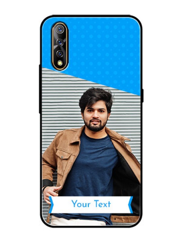 Custom Vivo Z1x Photo Printing on Glass Case  - Simple Blue Color Design