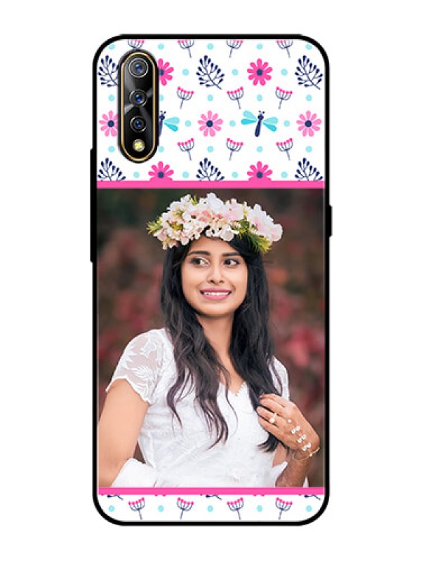 Custom Vivo Z1x Photo Printing on Glass Case  - Colorful Flower Design