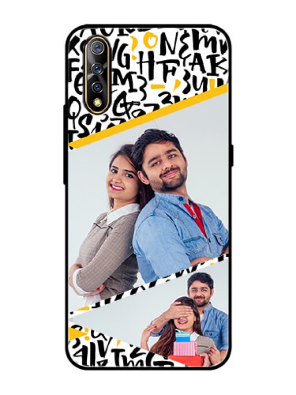 Custom Vivo Z1x Custom Glass Mobile Case  - Letters Pattern Design