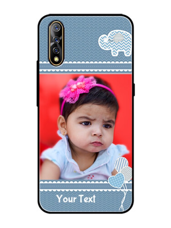 Custom Vivo Z1x Photo Printing on Glass Case  - with Kids Pattern Design