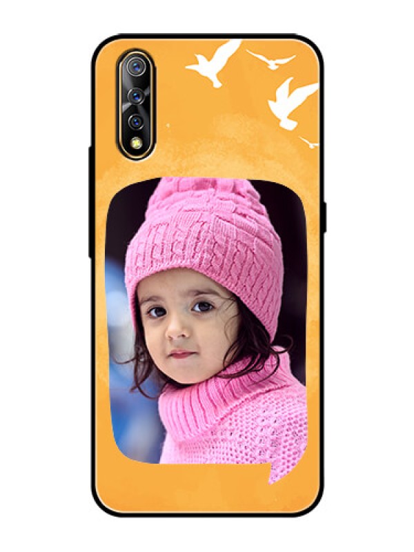 Custom Vivo Z1x Personalized Glass Phone Case  - Water Color Design with Bird Icons