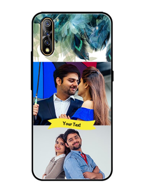 Custom Vivo Z1x Personalized Glass Phone Case  - Image with Boho Peacock Feather Design