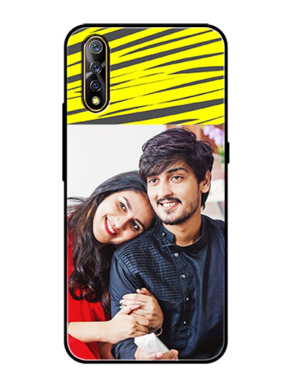Custom Vivo Z1x Photo Printing on Glass Case  - Yellow Abstract Design