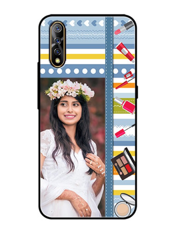 Custom Vivo Z1x Personalized Glass Phone Case  - Makeup Icons Design