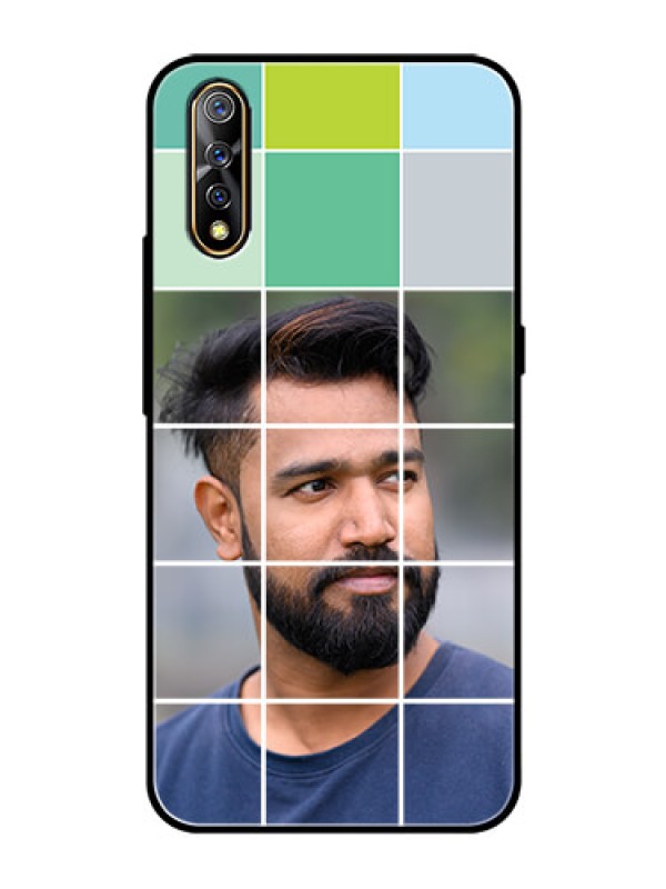 Custom Vivo Z1x Photo Printing on Glass Case  - with white box pattern 