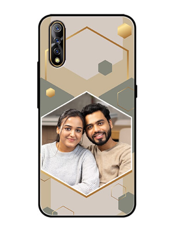 Custom Vivo Z1X Photo Printing on Glass Case - Stylish Hexagon Pattern Design