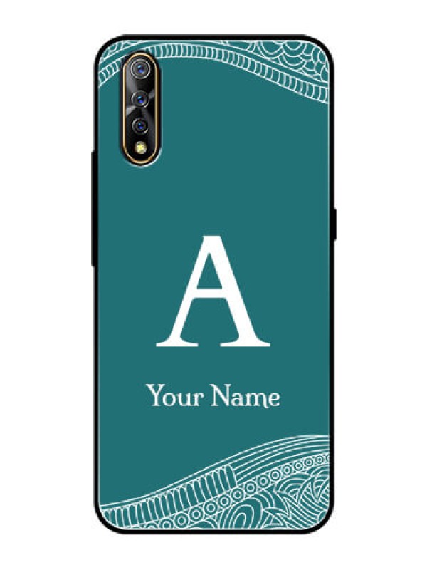 Custom Vivo Z1X Personalized Glass Phone Case - line art pattern with custom name Design