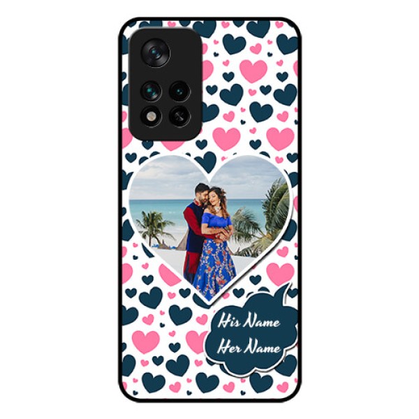 Xiaomi 11I 5G Custom Glass Phone Case - Pink & Blue Heart Design