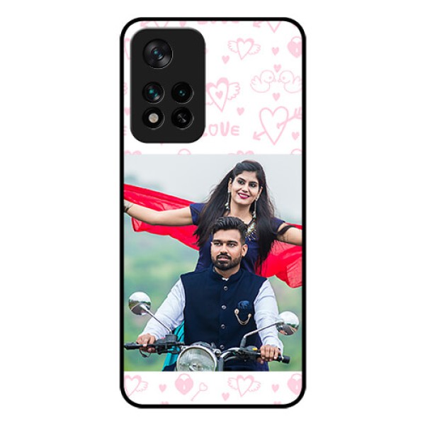 Xiaomi 11I 5G Custom Glass Mobile Case - Pink Flying Heart Design